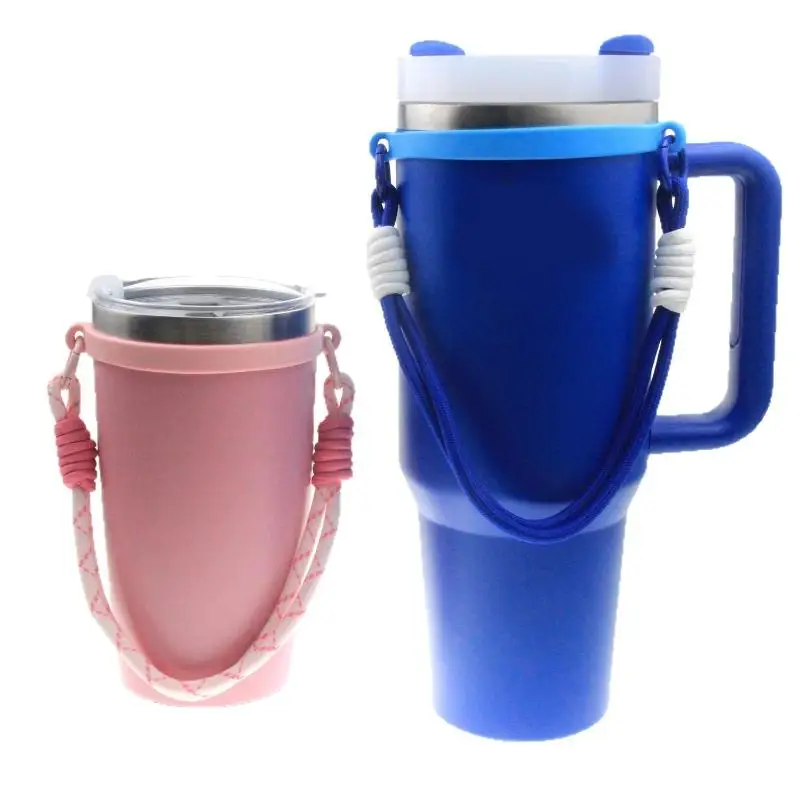 mavera20E Alça con asa para taza aislada universal, cordón para botella ajustable, eslinga de transporte para vaso Stan, soporte para bebidas portátil de viaje