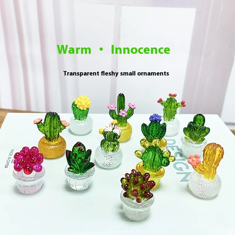 Home Decoration Creative Simulation Cactus Car Navigator Center Console Ornament Transparent Succulent Crafts Home Decoration