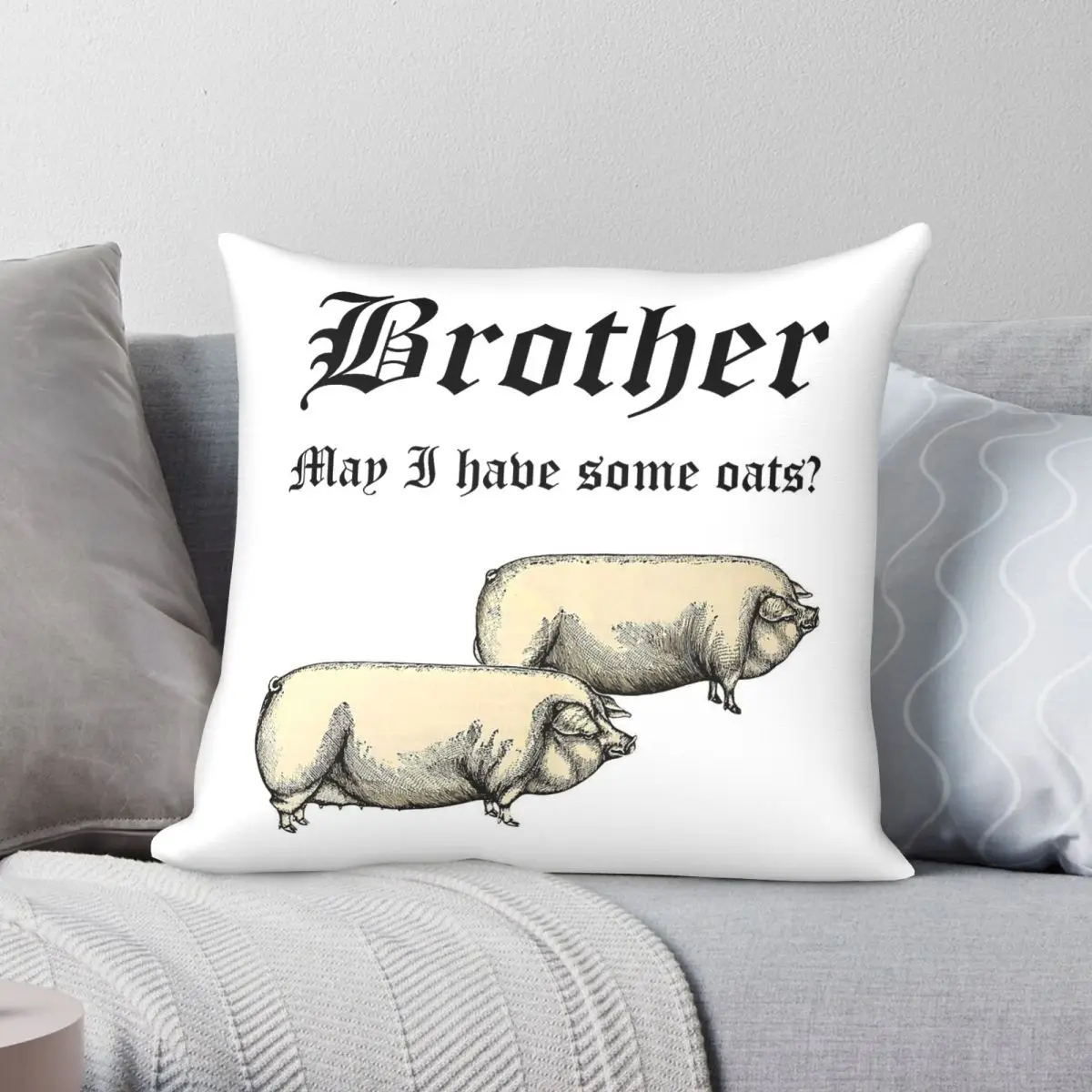 Brother May I Have Some Oats Square Pillowcase Polyester Linen Velvet Printed Zip Decorative Pillow Case Car Cushion Cover