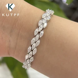 3*6mm 0.3ct Marquise Cut Moissanite Diamond Tennis Bracelets with Certifcate 100% S925 Silver Bridal Wedding Bracelet for Women