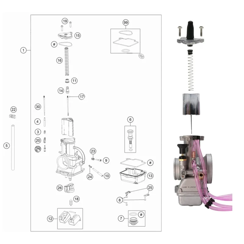 

ATV Off-Road Racing Vehicle Carburetor Flat Slide For Mikuni 38MM TX Series 2 STROKE CARB 38MM TX38 Replacement Part