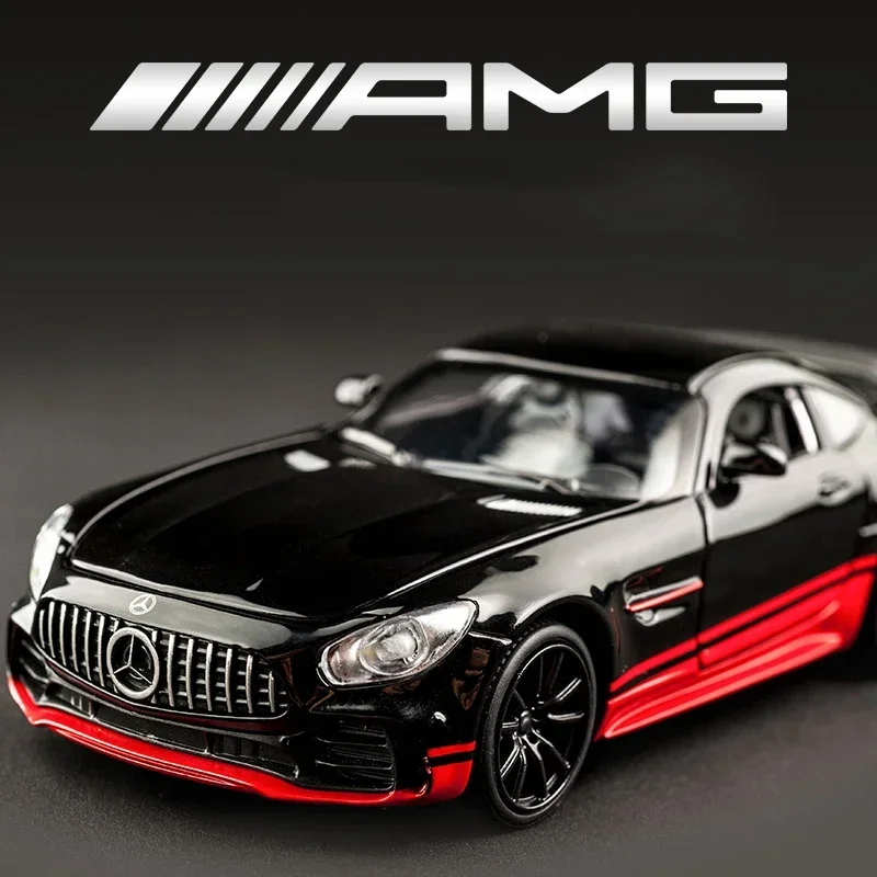 1:32 Mercedes BENZ AMG GTR Sports car Diecast Metal Alloy Model car Sound Light Pull Back Collection Kids Toy Gifts