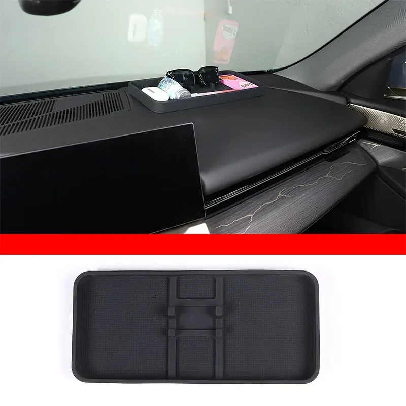 

For BMW 5 Series G60 2023+ Black Car Dashboard Multi-function Storage Mobile Phone Anti-slip Mat Car Accessories