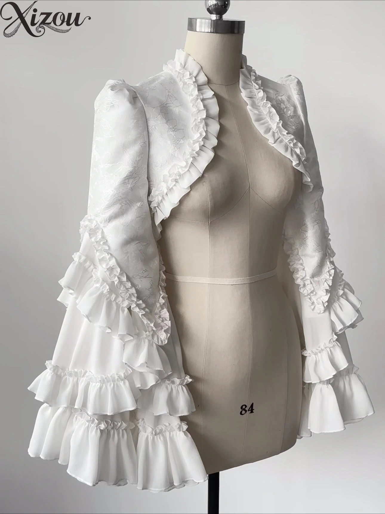 Dark Romance Lolita Waistcoat Jacket Vampire Coat Gothic Cropped Bolero Sleeve Overcoat Wedding Cosplay Custom Bride White Black