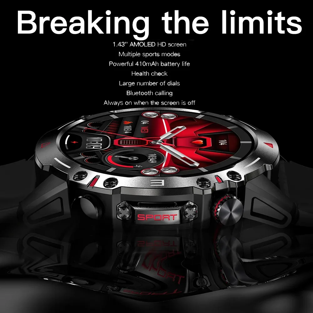 2023 New Outdoor Sports Smart Watch Men's AMOLED Screen IP67 Waterproof Bluetooth Call Smart Watch Suitable for Huawei Xiaomi