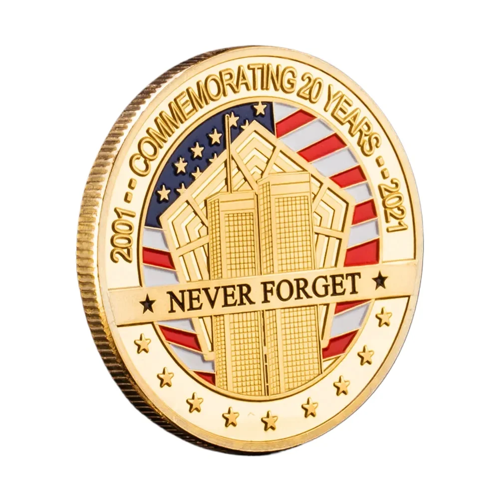 2021 US Statue of Liberty Golden Plated Souvenirs Coin 9.11 Never Forget Commemorative Coins Collection Gift