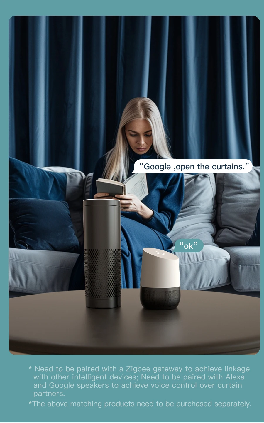 Zemismart Zigbee Vorhangroboter, wiederaufladbarer Elektromotor für römische Stange I Typ U Typ Track, Arbeit mit Tuya Alexa Google Home – Detail 9