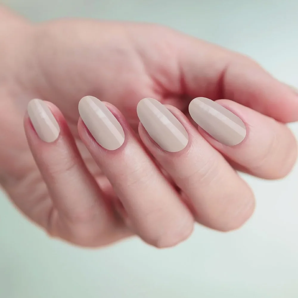 Ready to Wear Natural Beige Nails Set, Includes Manicure Stick and Long-Lasting Glue, Medium Round Shape, Easy Application