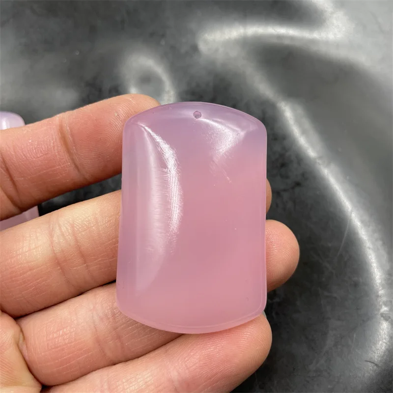 Cheap Jade Pink Chalcedony Agate Tranquility and Peace Plate Pendant Large Rice Noodle Jade Brand Pendant Jade Pendant