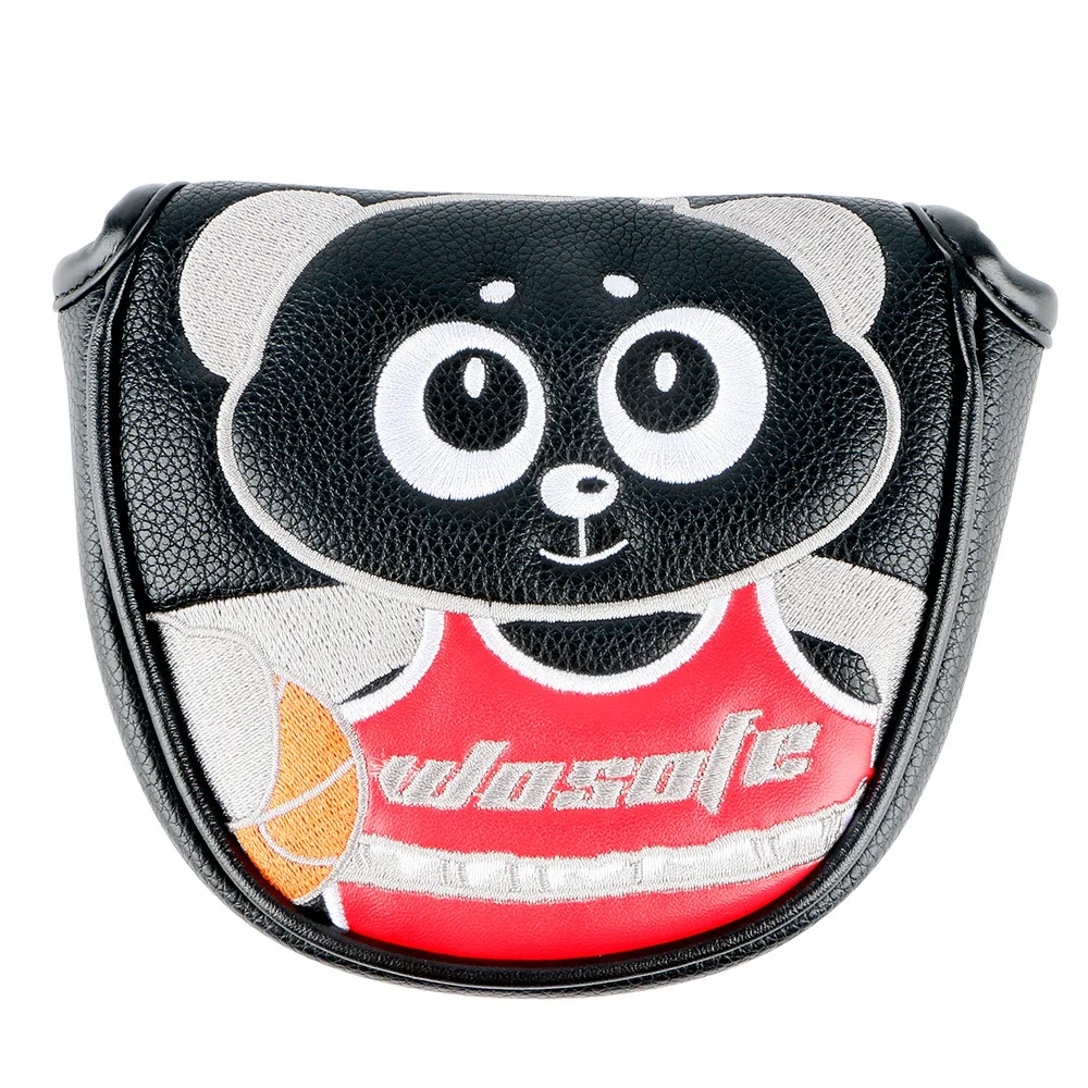 Golf Blade Putter Cover Cartoon Panda Embroidered PU Leather Golf Putter Headcover for Scotty Cameron Odyssey Blade Taylormade