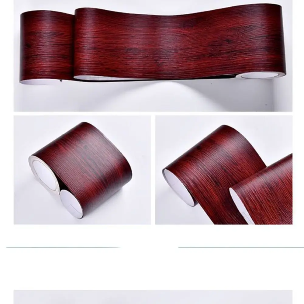 Decorative Wood Effect Wall Border Sticker Self Adhesive Skirting Trim Wallpaper Waterproof Furniture Finishing