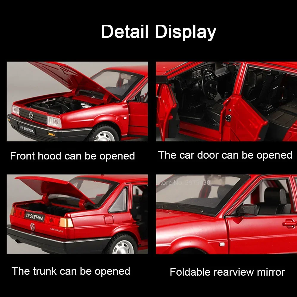 체중계 폭스바겐 산타나 합금 자동차 모델 장난감 다이캐스트 차량, 사운드 라이트 포함, 풀백 컬렉션 장식, 남아용 선물, 1:24
