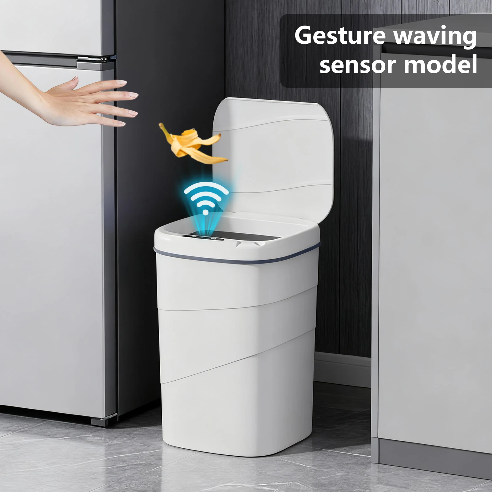 

Мусорный бак для ванной комнаты с крышкой, автоматический мусорный бак, небольшой умный мусорный бак, бесконтактный, пластиковый мусорный бак с датчиком движения