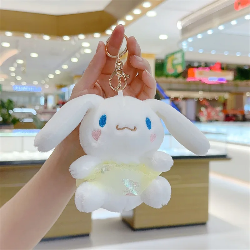 New 11cm Sanrio Hello Kitty Plush Doll Keychain Kawaii Pendant Cartoon Cinnamon Plush Doll Backpack Pendant Toy Girl for Gifts