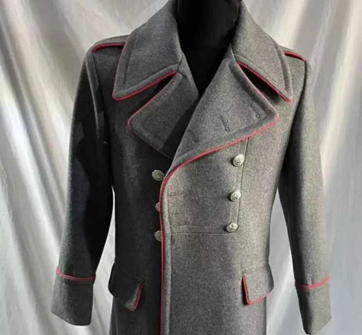 Soviet Union Officer's Coat Long Men Thick Grey Winter Overcoat Vintage Military Head