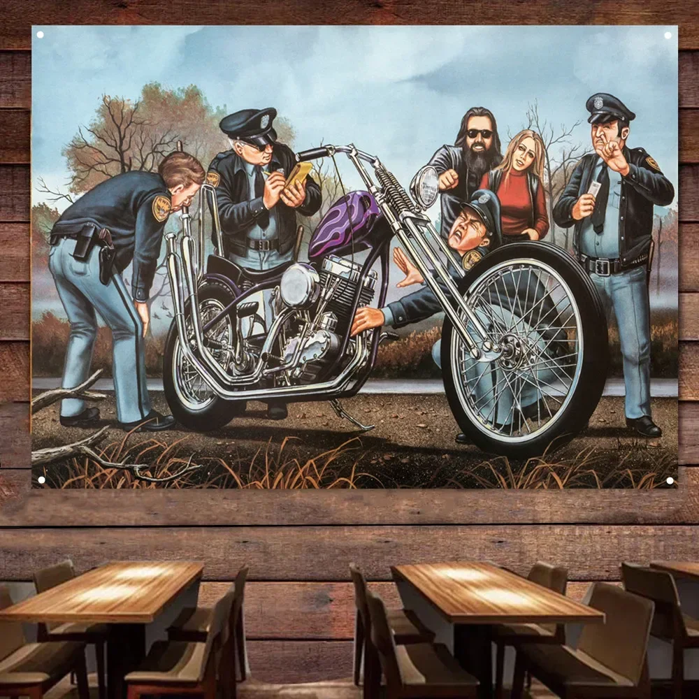 Vintage Illegally Modified Motorcycles Banner Flag Poster Wall Art Painting Man Cave Bar Club Pub Garage Home Decoration Sticker