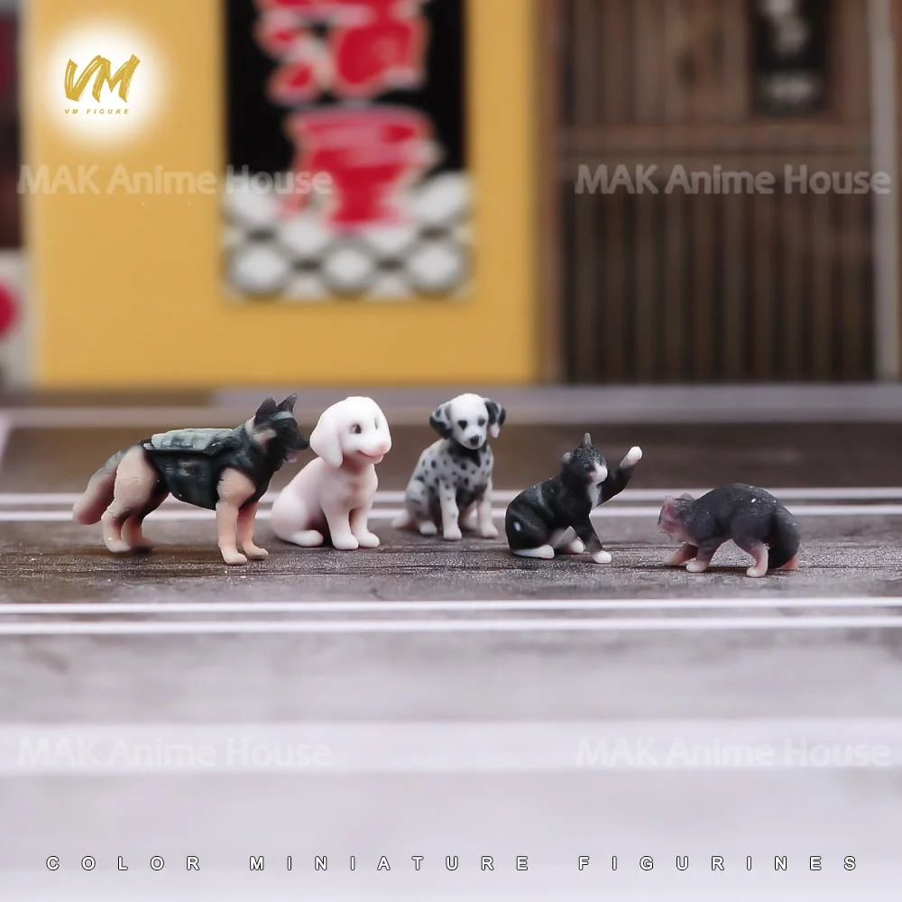 1/87 1/64 1/43 1/24 1/18 Cute Pet Spotted Dog Golden Haired Beaver Flower Cat 3D Print Props Figures Model Scene Dolls Toys