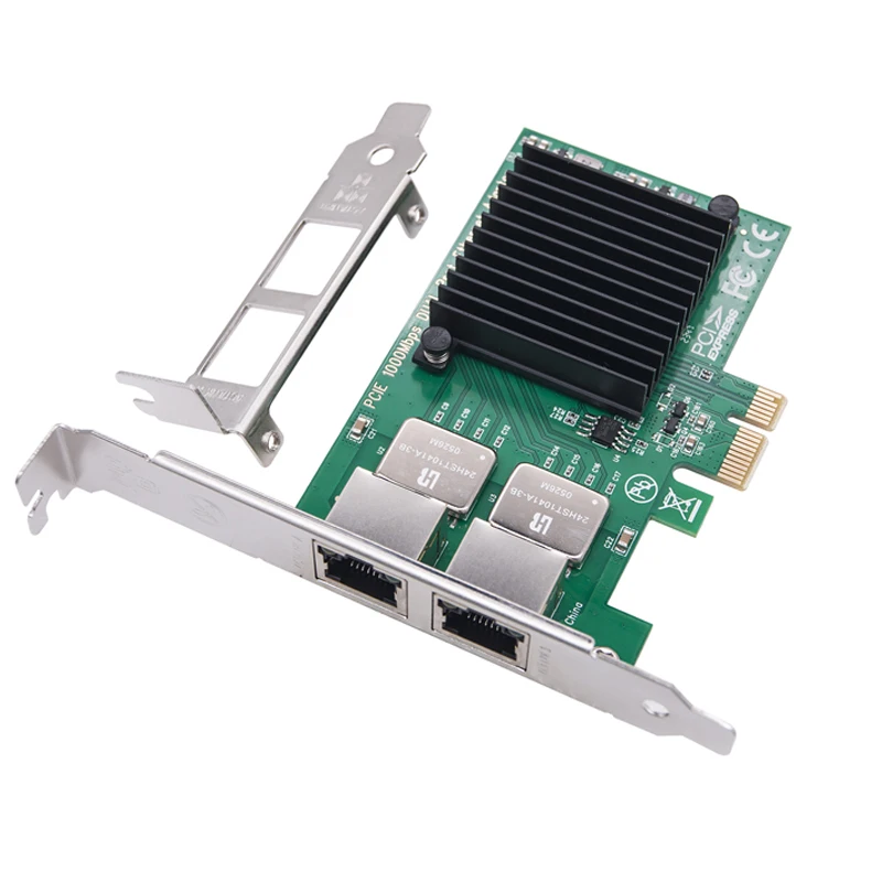 2Port Network Card I350-T2 I350AM2 Chip PCI Express X1 to Dual RJ45 NIC 10/100/1000Mbps Gigabit Ethernet Lan Card for PC Desktop