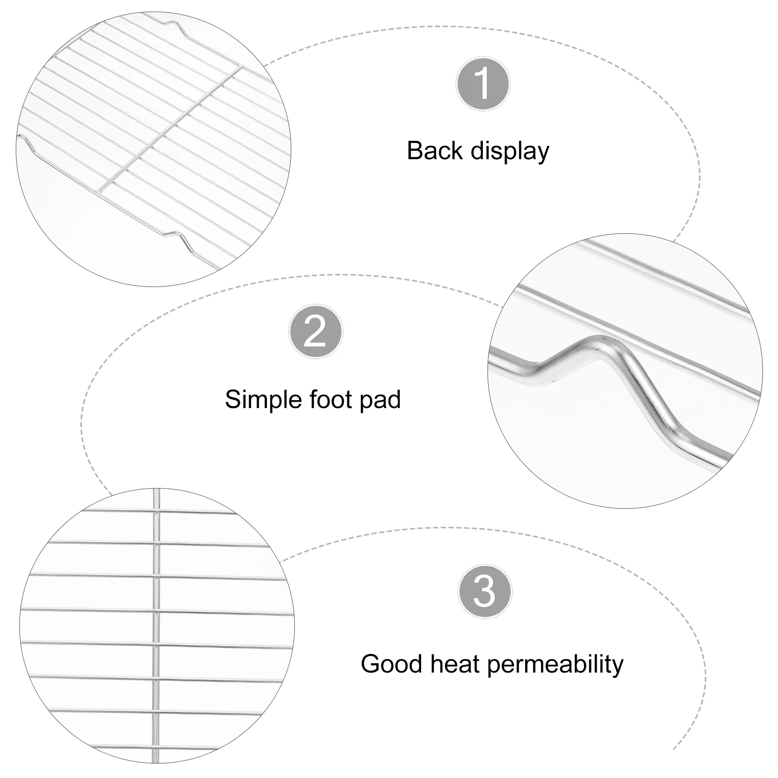 

Cooling Rack Stainless Steel Bbq Grid Roasting Baking Drain Grate Outdoor Grilling Kitchen Utensil Multi-Use Cooking Tool