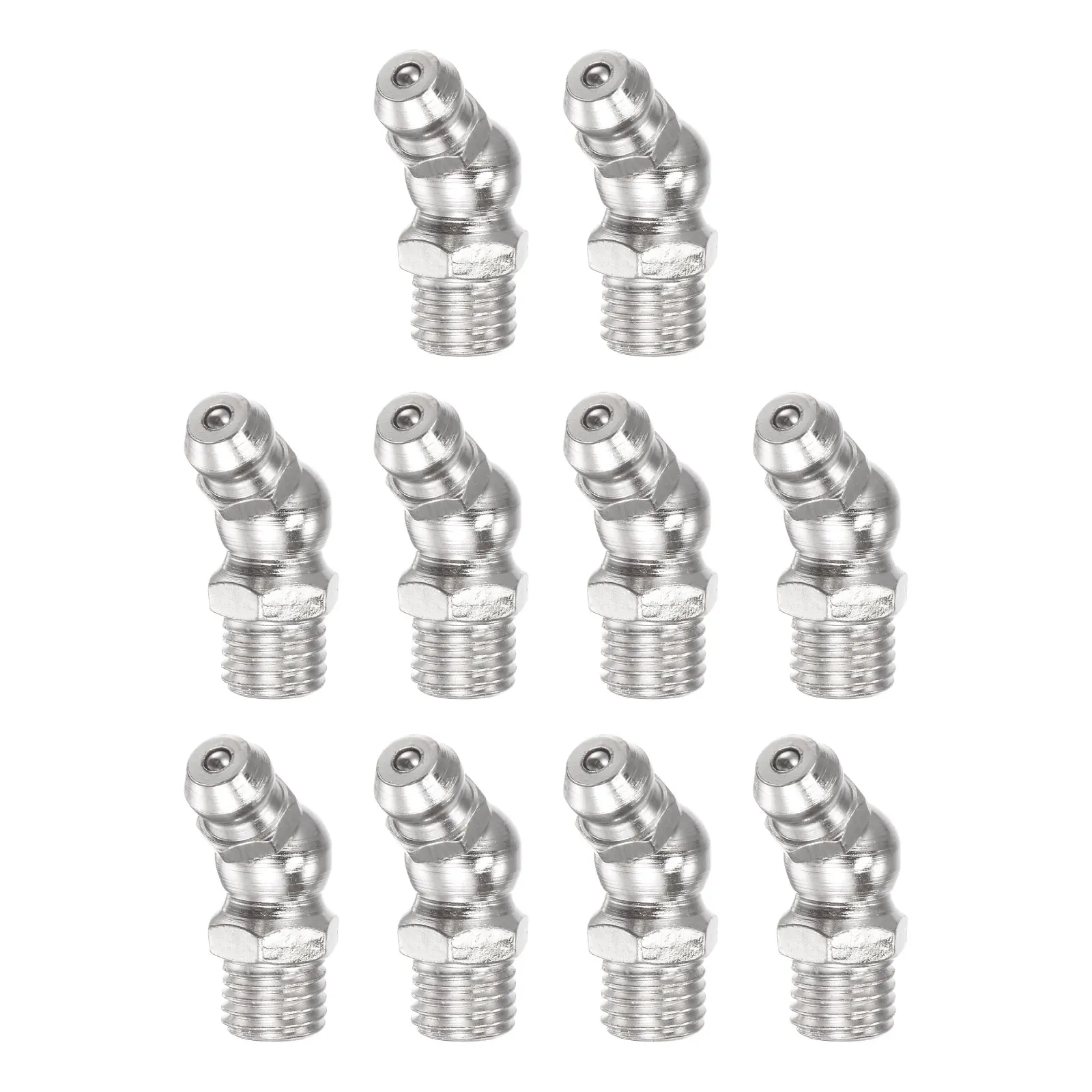 

10 шт., никелированный железный смазочный фитинг 45 градусов, резьба M8 x 1 мм, аксессуары для гидравлического смазочного фитинга
