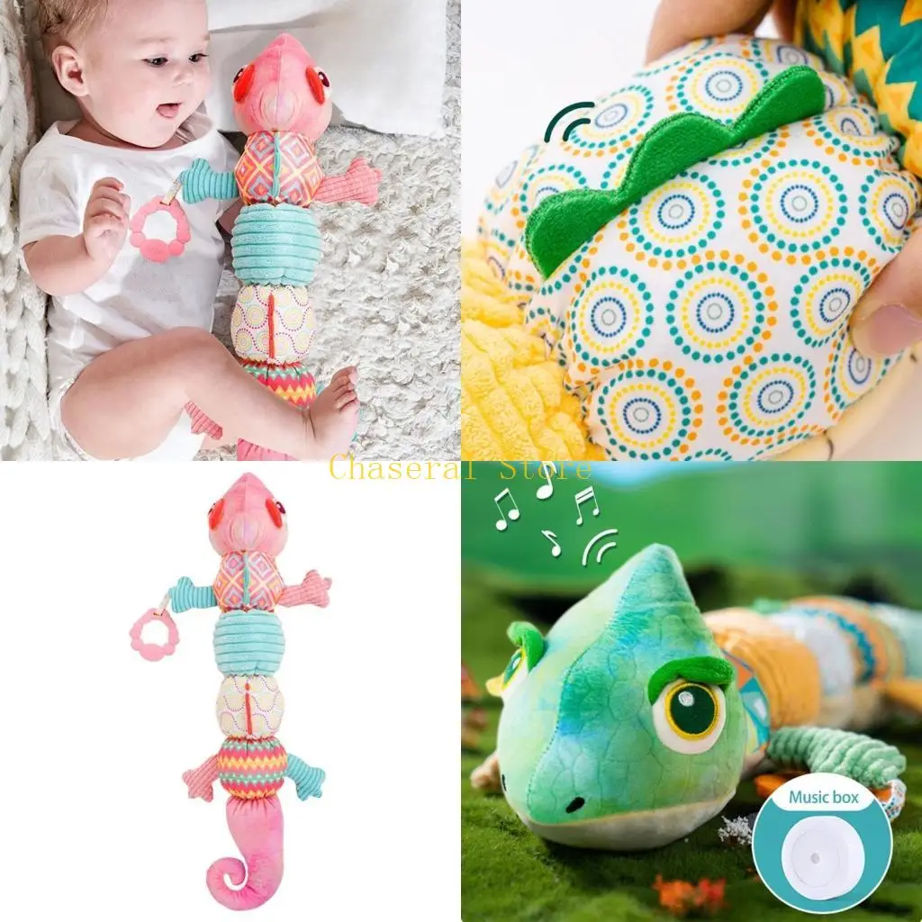 E7CE Baby Sleep Doll Cartoon Animal Rattle Plush Toy Crib Accessories Stroller Squeaky Music Toy Infant Sensory Activity Toy