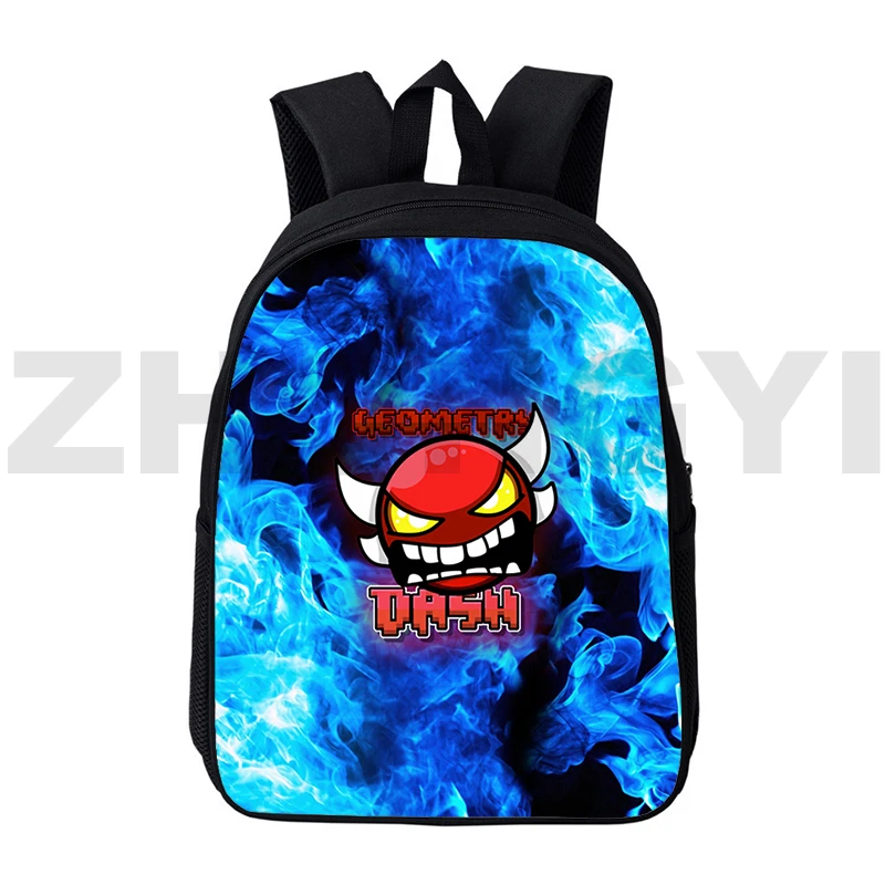 Mochila Zangada Geometry Dash para crianças, Sacos escolares dos desenhos animados, Bookbag primário para adolescentes, Mochila de viagem portátil impermeável, Novo