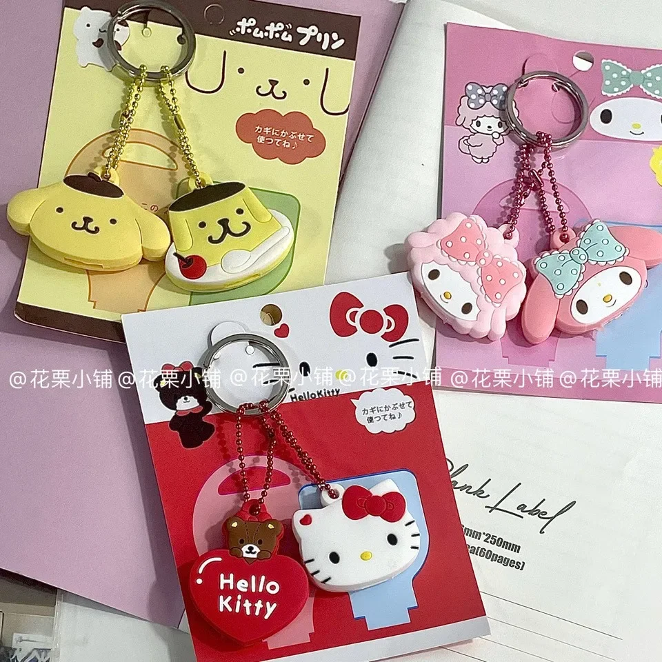 2 sztuk/zestaw Kawaii Sanrio HelloKitty moja melodia Anime klucz silikonowy etui na breloczek do kluczy z motywem kurzu i kreskówkami prezent dla