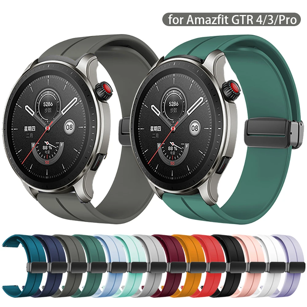 Magnetic D Buckle Band For Amazfit GTR 4 3 Pro 47mm 42 Silicone Strap For Amazfit bip U 3 GTS 2e 2 3 4 4mini Watchband 20MM 22MM