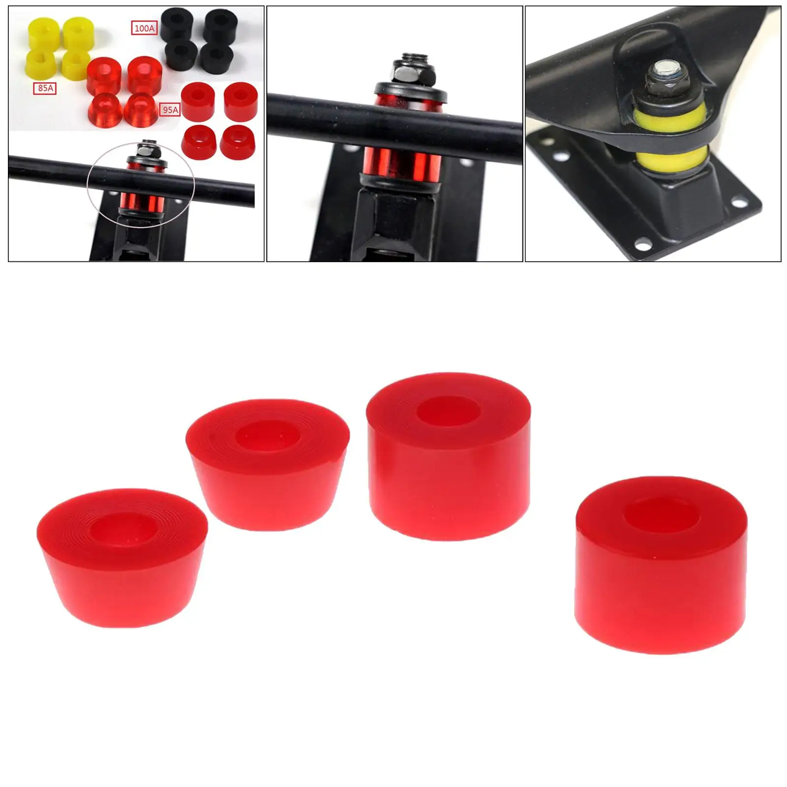 Durable Skateboard Truck Rebuild Kit Fish Plate Compatible PU Shock Pads and Bushings for Freestyle Skating view 2