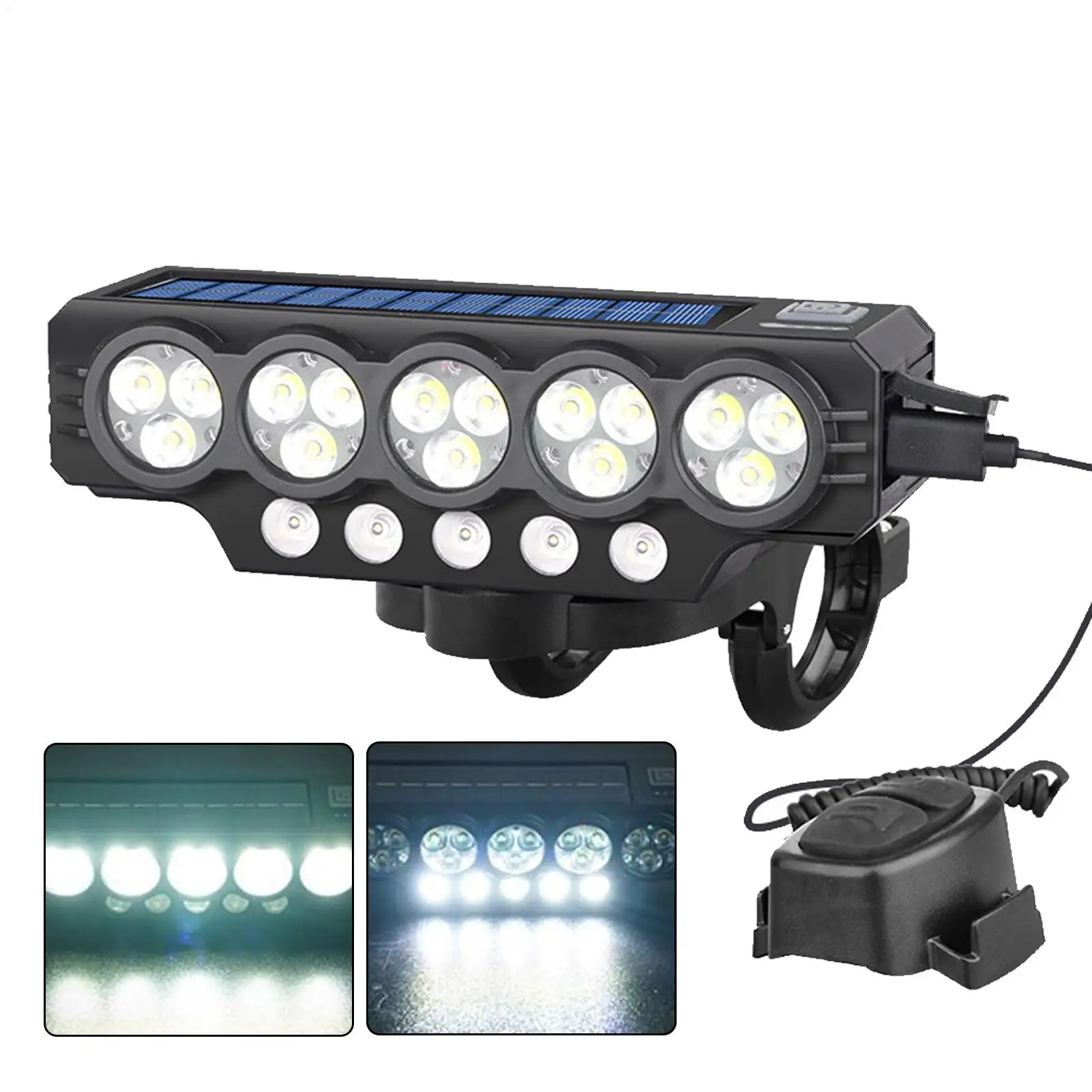 

Bike Headlight Solar Cycling Lights for Road Bike Super Bright Flashlight Cycling Accessories Rechargeable for Urban Commuting