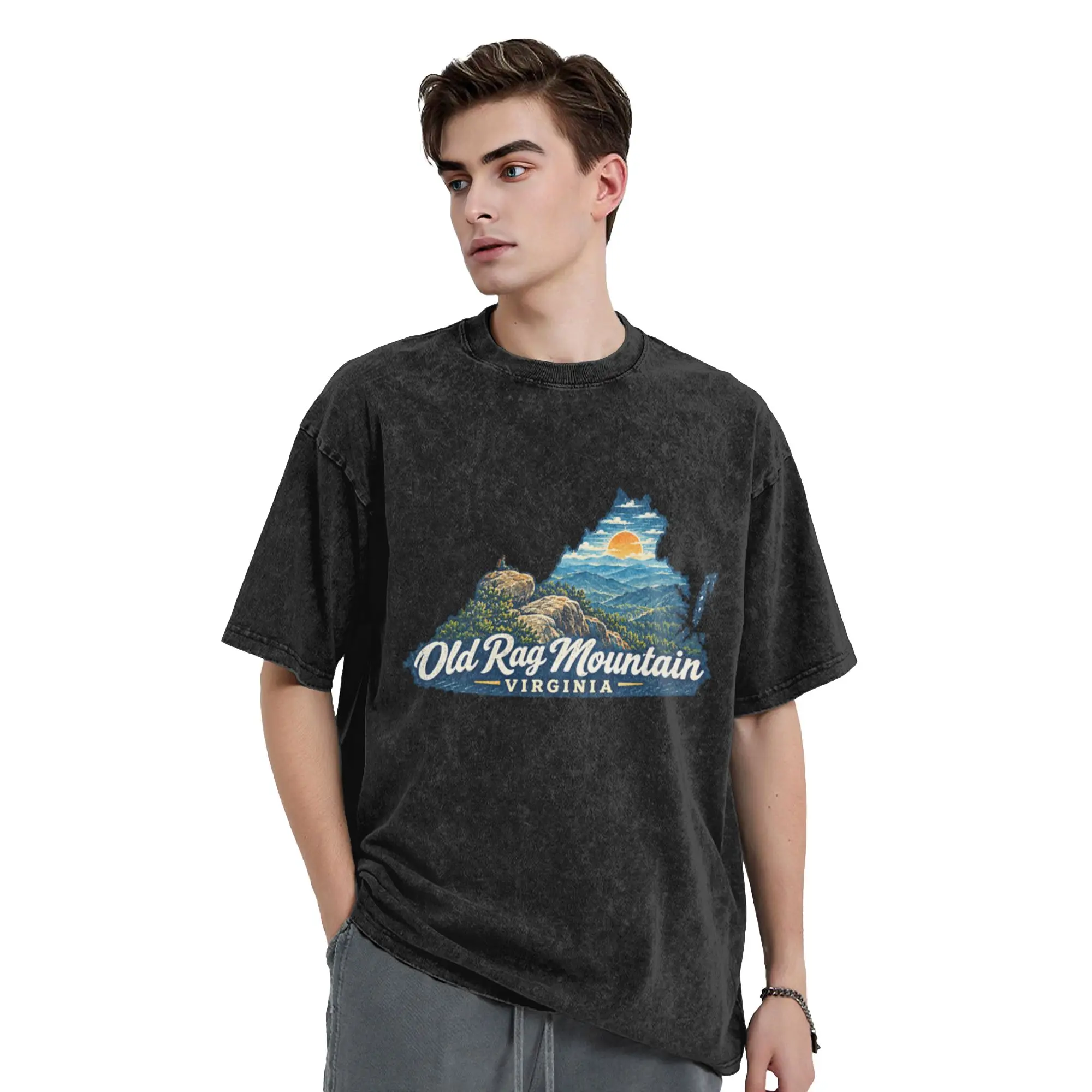 Old Rag Mountain Virginia  Unique Stylish A T-Shirt Oversized Short Sleeve Men's Women's Cotton Tees Tops