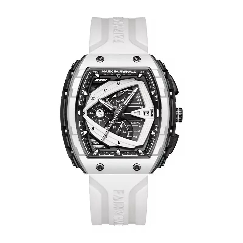 مارك Fairwhale 5690 Tonneau ساعة رياضية رجالية العلامة التجارية الأعلى موضة مقاوم للماء كرونوغراف كوارتز ساعة رجالي relógios masculino