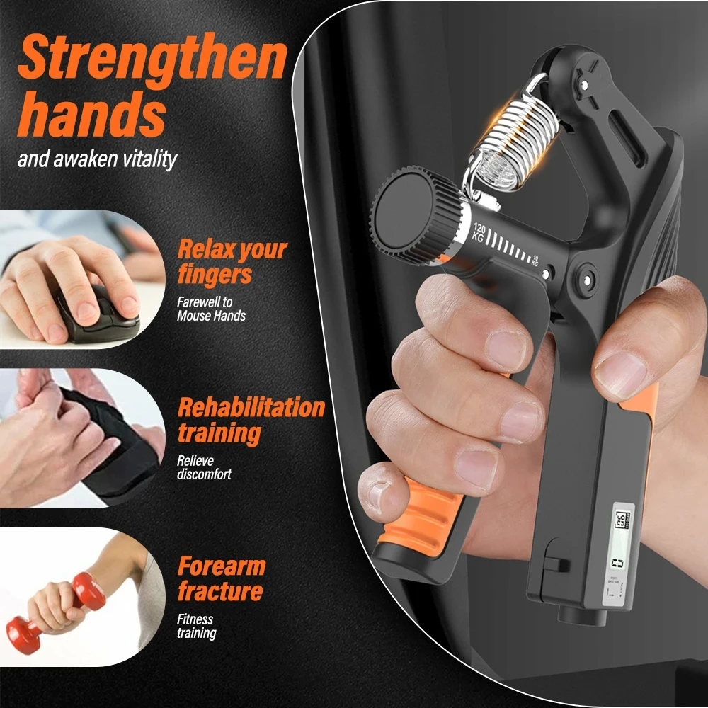 10-120kg Adjustment Countdow Hand Grip Strengthener Hand Forearm Exerciser Wrist Arm Muscle Bodybuilding Finger Expander Train