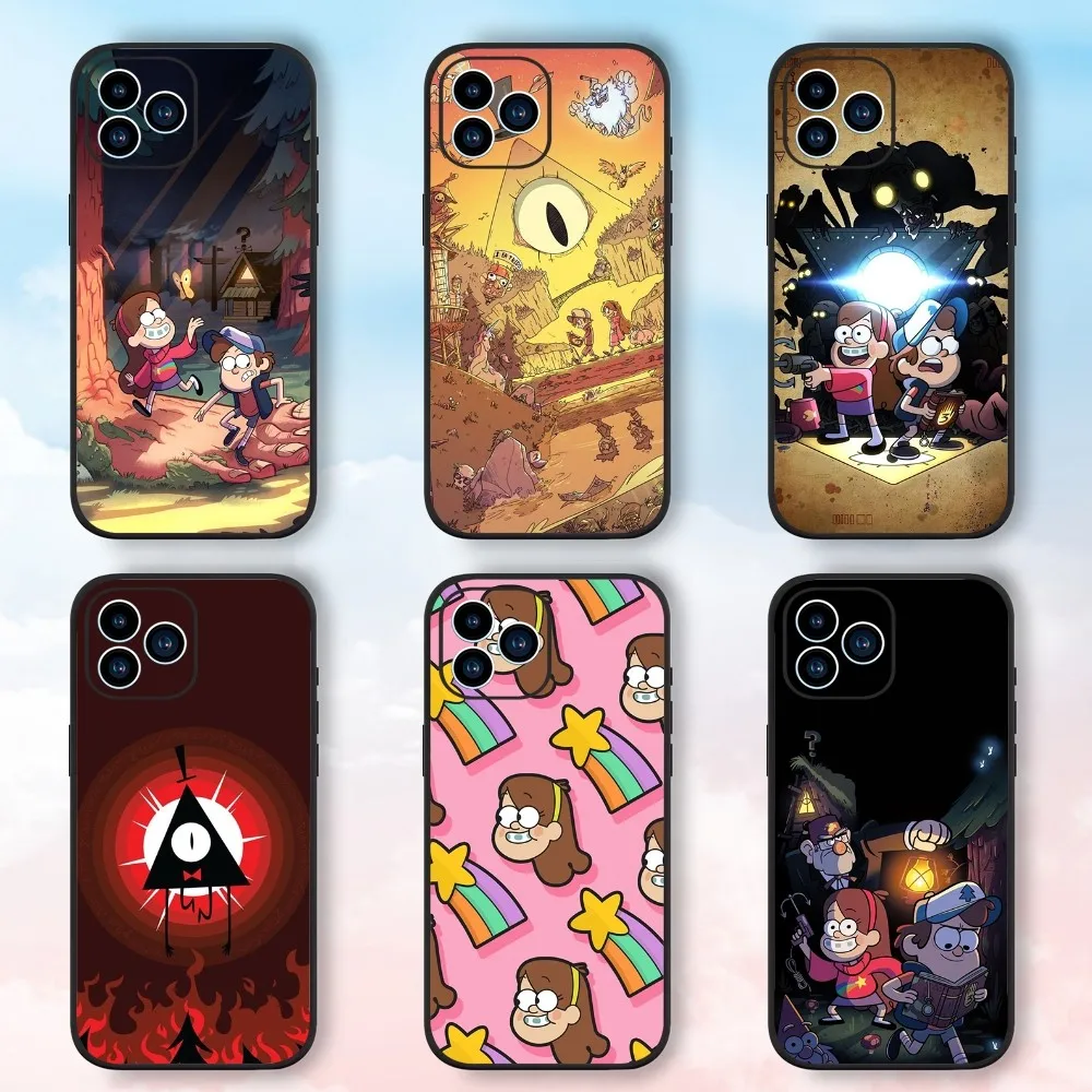 MINISO DISNEY Gravity Falls Phone Case For Samsung Galaxy S24 S23 S22 S21 S20 FE S10 S9 S10E Plus Ultra Lite 5G Black Phone Case