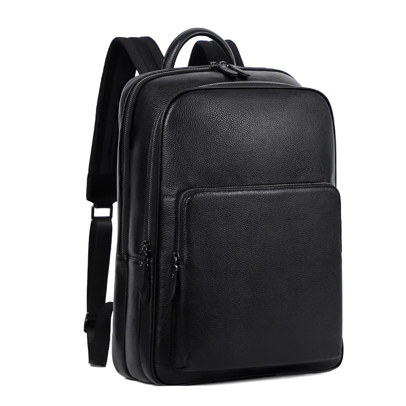 Genuine Leather Men's Backpack Cowhide Travel Backpack Large Capacity College Students School Bag Business Laptop Bag