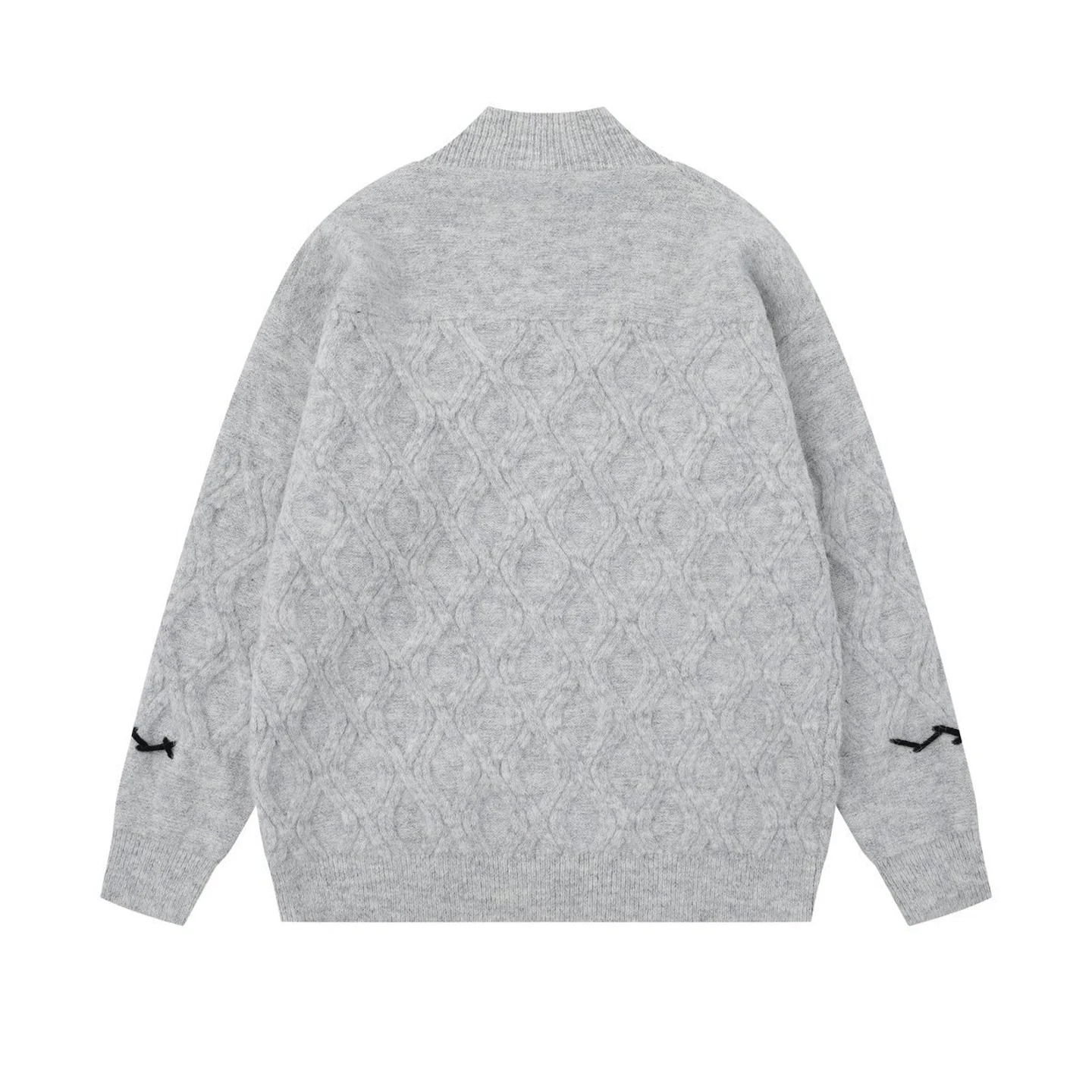 2025 Autumn Winter Season American Retro Style Diamond Check Gray Sweater Men's Loose Casual Soft Green Brown Knitted Cardigan