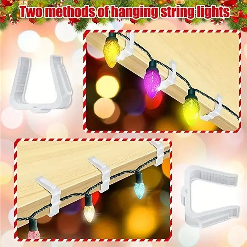 DTA4 200 Pcs Christmas Light Hanger Hooks 1 5/8 Inch Fascia Boards Clips for Weatherproof Outdoor Holiday Clip
