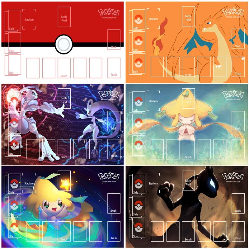 60*35cm 20 Models PTCG Pokemon Dedicated GAME Card Mat Battle Against Pikachu Mewtwo Charizard Gift Toy Game Anime Table Mat