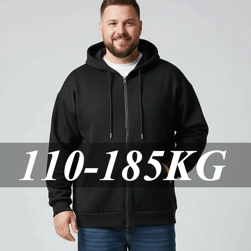 

Мужские кардиганы с капюшоном, толстовки, пальто больших размеров, 110-185 кг, модные топы на молнии, повседневные куртки с карманами, спортивная одежда, мужская одежда