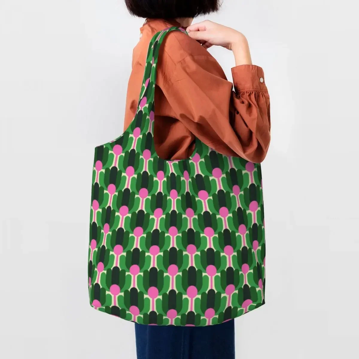 Custom Funny Orla Kiely Florida Jade Shopping Tote Bags Recycling Groceries Canvas Shoulder Shopper Bag Photograph Handbags