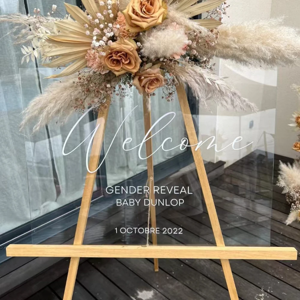 علامة ترحيب ملصقات حفلة الجنس تكشف الطفل دنلوب ملصق حائط من الفينيل مخصص لحفلات الزفاف وحفلات أعياد الميلاد #1