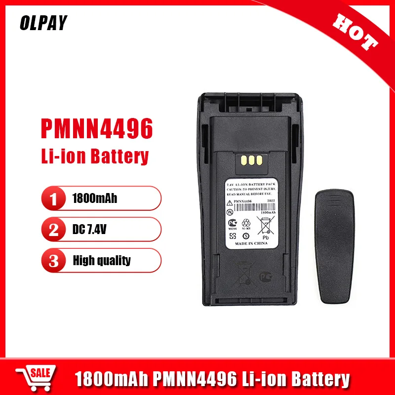 PMNN4496 Li-ion Battery 1800mAh 7.4V Compatible NNTN4851 NNTN4970 for EP450 EP450S GP3138 GP3688 PR400 Walkie Talkie With Clip