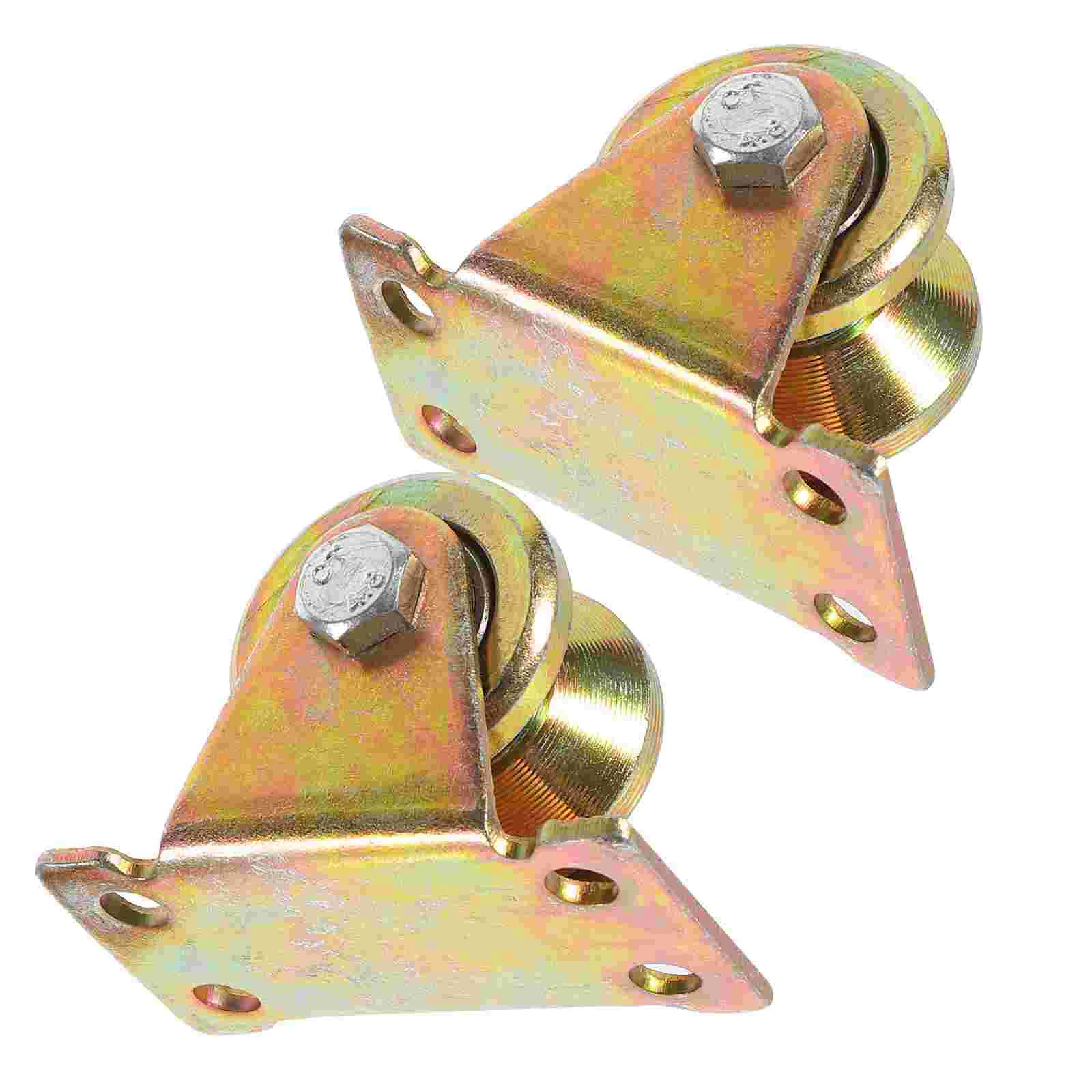 2 Pcs Round Group Scroll Wheel V-shaped Track Pulley Iron Wheels Pulleys for Rope