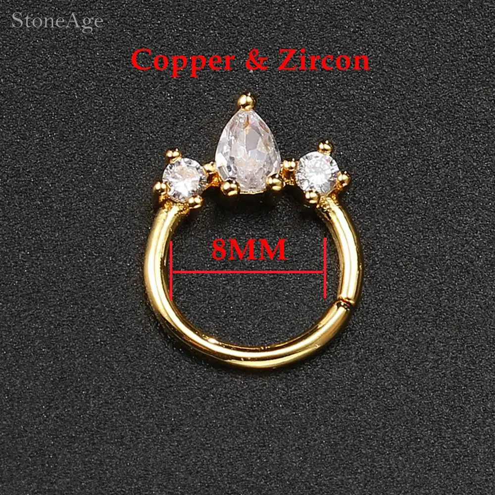 Y2k Ohrpiercing Helix Daith Snug Ohrringe für Frauen 1 Stück Zierlicher Knorpel Tragus Clicker Septum Ring mit Kette Damenschmuck – Detail 3