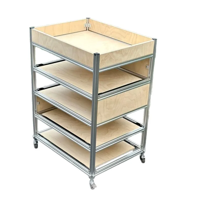 

Aluminum profile ocean plate trolley, snack store decoration trolley, metal swing frame, movable multi-layer storage