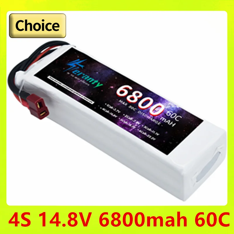 

TERANTY 4S Lithium Polymer Battery 14.8V 6800mAh Lipo Battery 60C RC Car Drone Racing Hobby Rechargeable Quadrotor Accessories