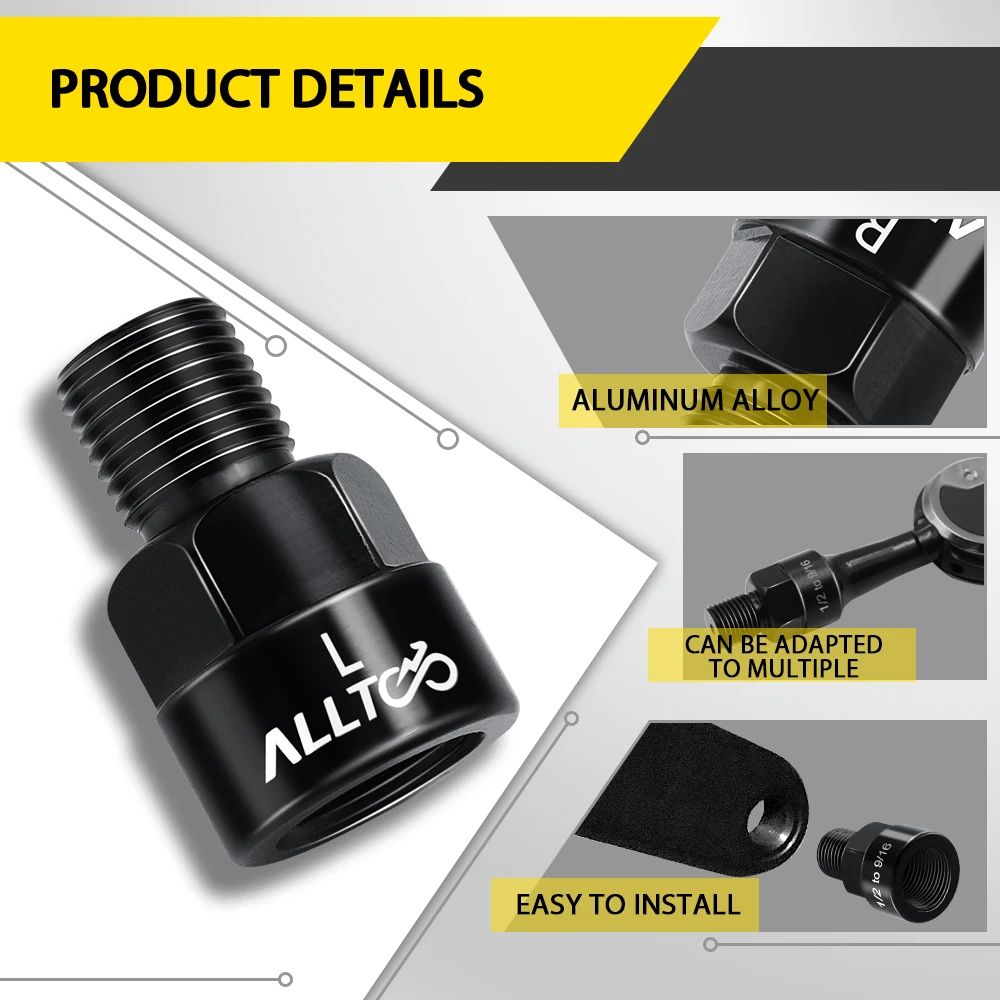 ALLTOO Bike Part Bicycle Pedal Adapter 9/16 In & 1/2 In Cranks Convert Parts Pedal Extenders Adaptors Lock Extension Accessory