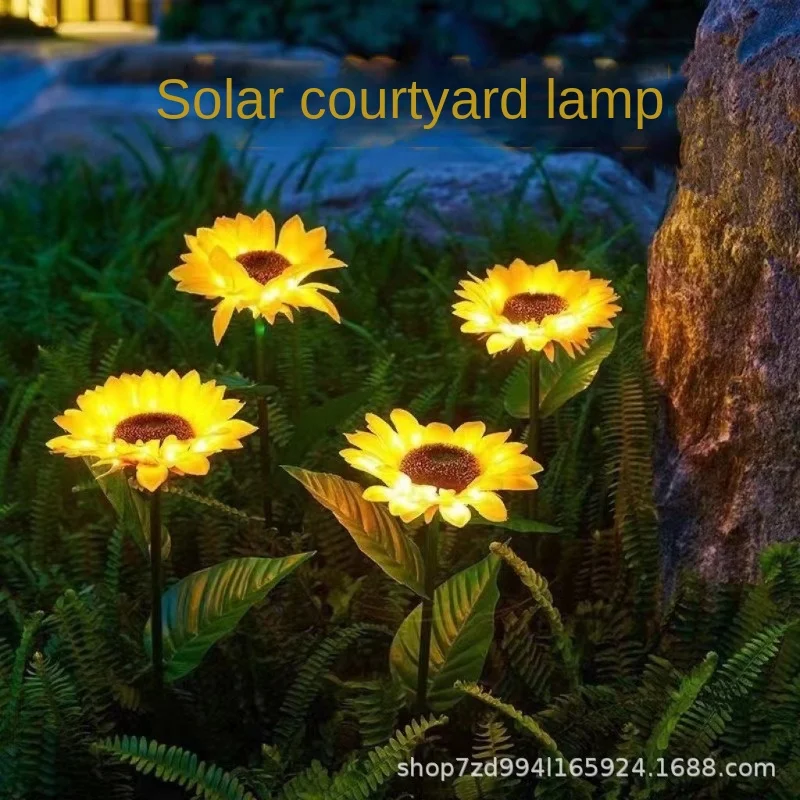 Solar Garden Lamp Outdoor Waterproof Garden Sunflower Light Plug-in Lawn SUNFLOWER Landscape Atmosphere Decorative Light