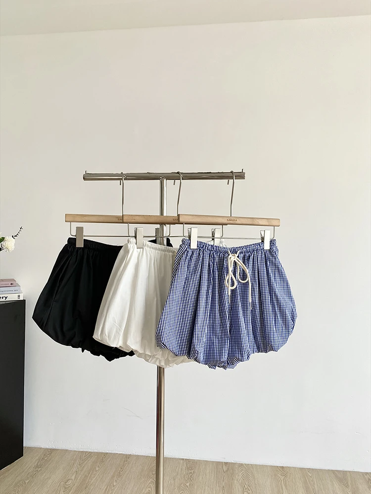 2025 Summer New Korean Style Fashion Age Reducing Design Drawstring Flower Bud Shorts Commuting Versatile Casual Pants