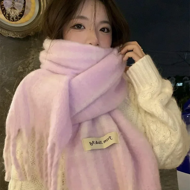 2024Winter New Style Atmosphere Imitation CashmereTassel Women's Scarf for Warmth Luxury Thickened Exterior Cold resistant Shawl